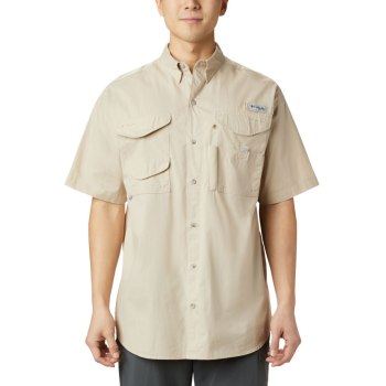 Columbia Overhemd Heren, PFG Bonehead Short Sleeve Tall Khaki, 42OVGZDYN